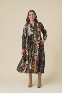 Crowne Orange Floral Cotton Pocket Dress,Video