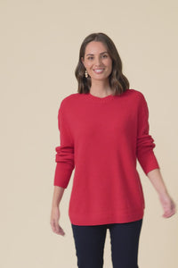 Skylar Red Cotton Blend Knit Jumper,Video