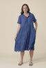 Cinder Indigo Crinkle Cotton Ruffle Dress,video