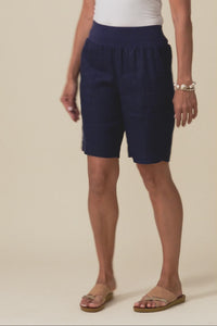Aster Navy Linen Shorts,Video