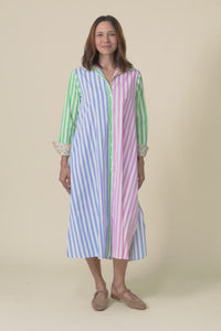 Luna Blush Stripe Cotton Shirt Dress,video
