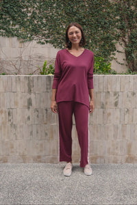Munich Burgundy V Neck Top,Video