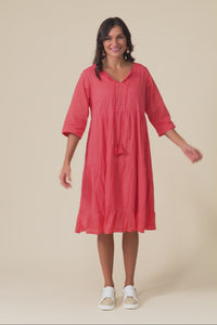 Milana Cherry Crinkle Cotton Dress,Video