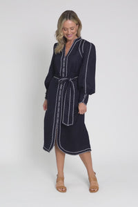 Nova Navy Ink Linen Blend Dress,Video