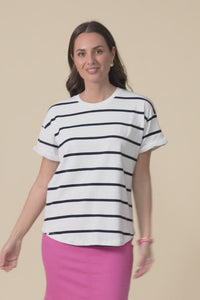 Halli White Stripe Cotton Tee,Video