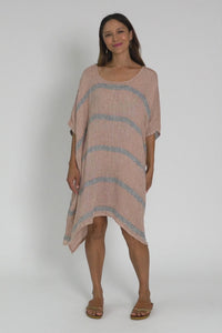 Belize Pink Stripe Linen Kaftan,Video