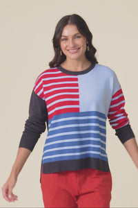Effie Blue Stripe Knit Jumper,Video