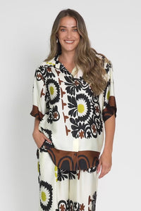 Playa Cream Abstract Collared Shirt,Video