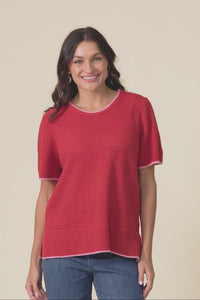 Camellia Red Cotton Knit Tee,Video