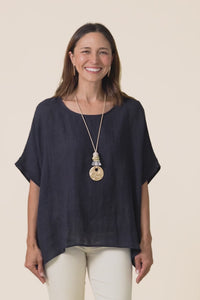 Chaya Navy Linen Top,video