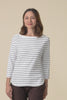 Eliza Chocolate Stripe Cotton Boatneck Tee,Video