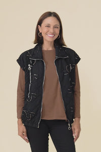 Kaylani Black Sequin Quilted Vest,Video