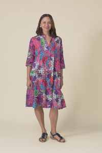 Larissa Pink Jungle Cotton Pleated Dress,video