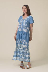 Nona Blue Beach Crinkle Cotton Maxi Dress,Video