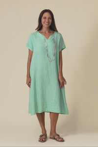 Nara Aqua Linen Pocket Dress,Video