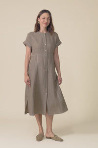 Fenton Mocha Linen Button Dress,Video