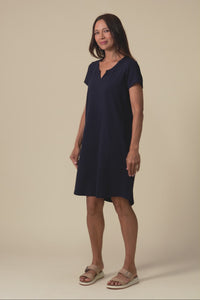 Mandy Navy Cotton Tee Dress,Video