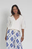 Steph Cream Seashell Embroidered Linen Top,Video