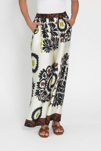 Plato Cream Abstract Wide Leg Pants,Video