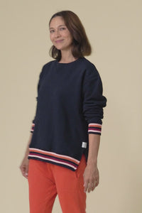 Lili Navy Fleece Trim Sweatshirt,Video