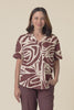 Cara Rust Abstract Cotton Collared Top,video