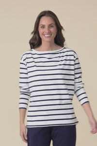 Calvin White Stripe Cotton Long Sleeve Tee,Video