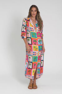 Shayli Pink Tropical Shirt Dress,Video
