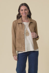 Dexter Tan Faux Suede Jacket,Video