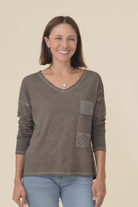 Fulton Brown Patchwork Cotton Top,Video