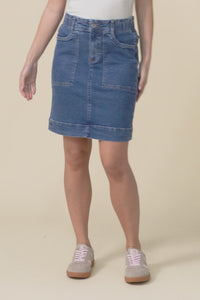 Atlas Dark Blue Denim Stretch Skirt,video