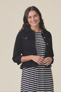 Danielle Black Stretch Jean Jacket,Video
