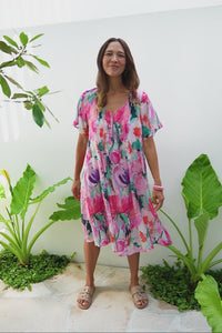 Debbie Pink Floral Pleated Dress,Video