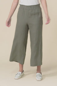 Mika Khaki Linen Pocket Pants,Video