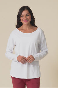 Fundamental White Cotton Rib Sleeved Top,Video