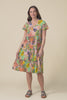 Lania Orange Leaf Crinkle Cotton Dress,video