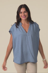 Burwood Blue Tencel Top