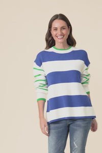 Camryn Blue Stripe Knit Jumper,Video