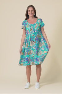 Hanoi Blue Paisley Cotton Blend Dress,Video