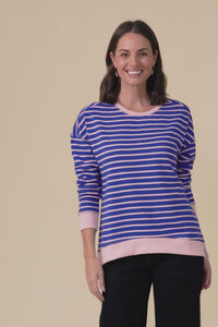 Tide Blue Stripe Cotton Blend Sweatshirt,Video