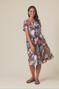 Murano Blue Abstract Cotton Dress,Video
