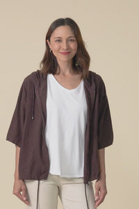 Saltair Chocolate Linen Zip Jacket,Video