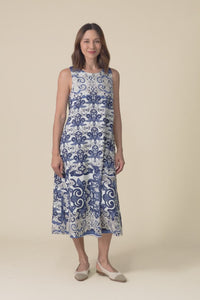 Karlan Navy Patchwork Cotton Pocket Dress,Video