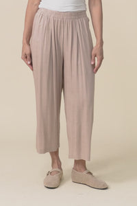 Belinda Taupe Linen Blend Cropped Pants,Video