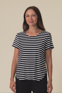 Janis Black Stripe Bamboo Tee,Video