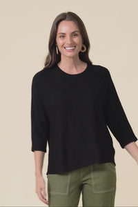 Bianca Black Scoop Neck Knit Top,Video