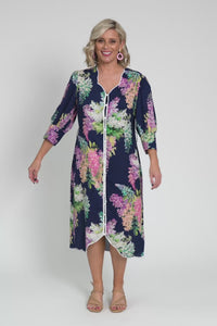 Augustine Navy Wisteria Linen Blend Dress,Video