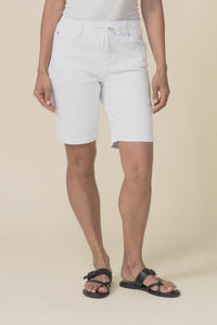 Gabby White Denim Bermuda Shorts,video