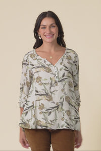 Ramirez Beige Flower Button Top,Video