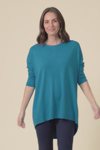 Meryl Teal Wool Blend Drape Jumper
