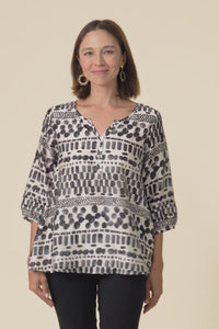 Ramirez Black Spot Button Top,Video